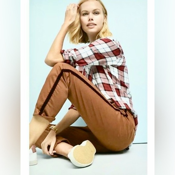 Anthropologie Chino Pants 27 Red Velvet Stripe - Picture 1 of 13
